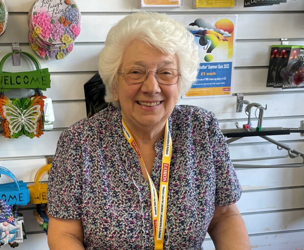 Volunteer shop worker Joyce