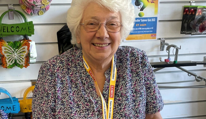 Volunteer shop worker Joyce